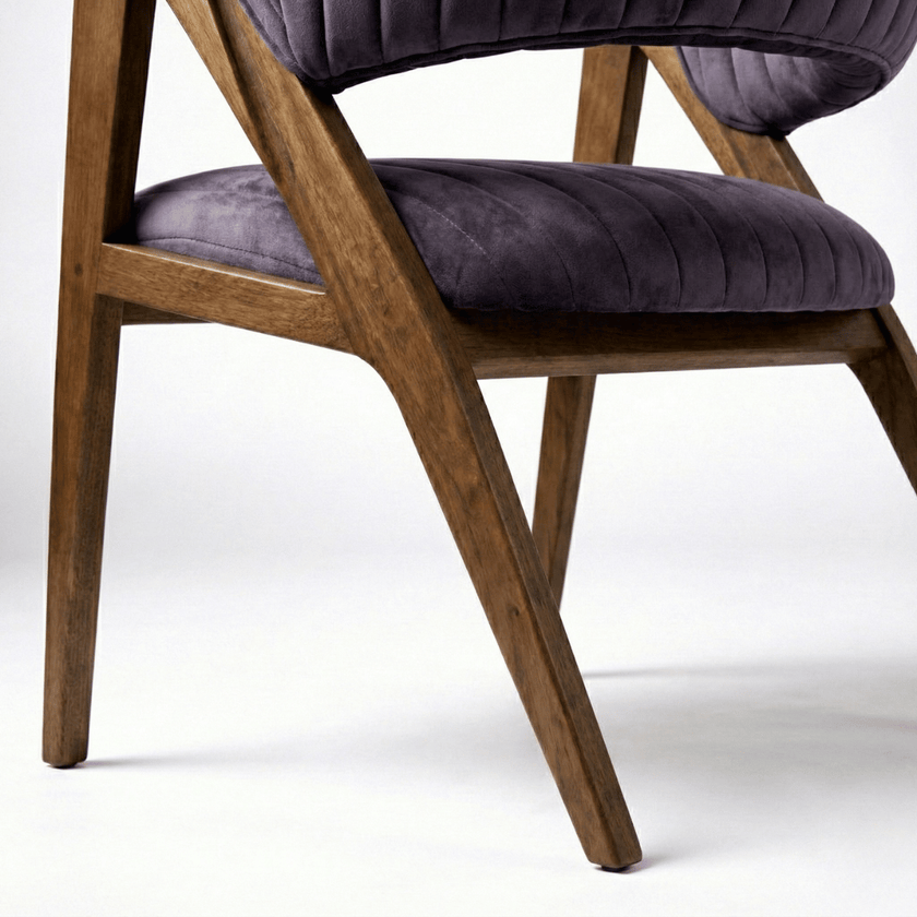 Raven Sheesham Wood Chair with Upholstered Fabric Seat and Backrest (Set of 2)