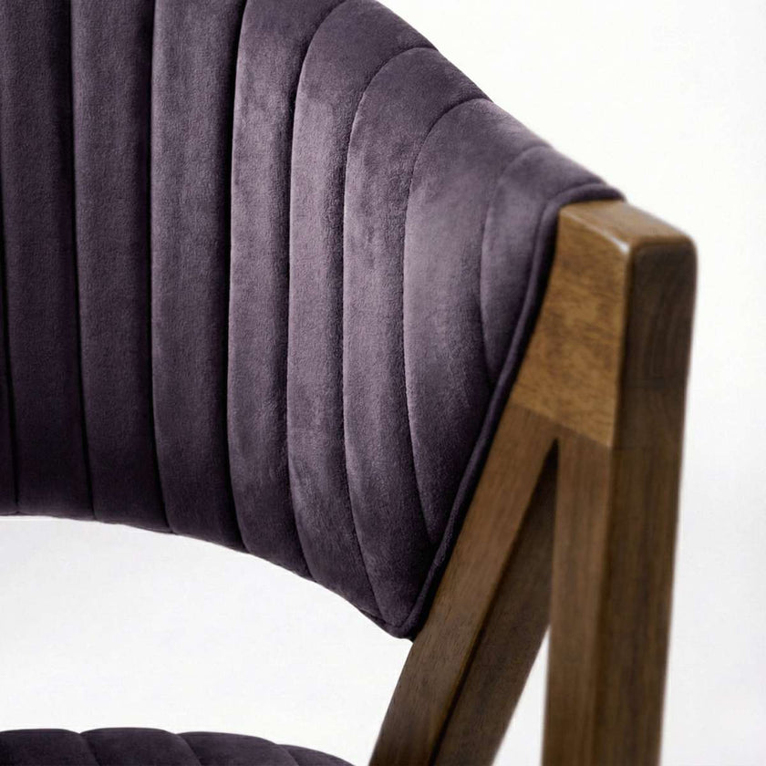 Raven Sheesham Wood Chair with Upholstered Fabric Seat and Backrest (Set of 2)