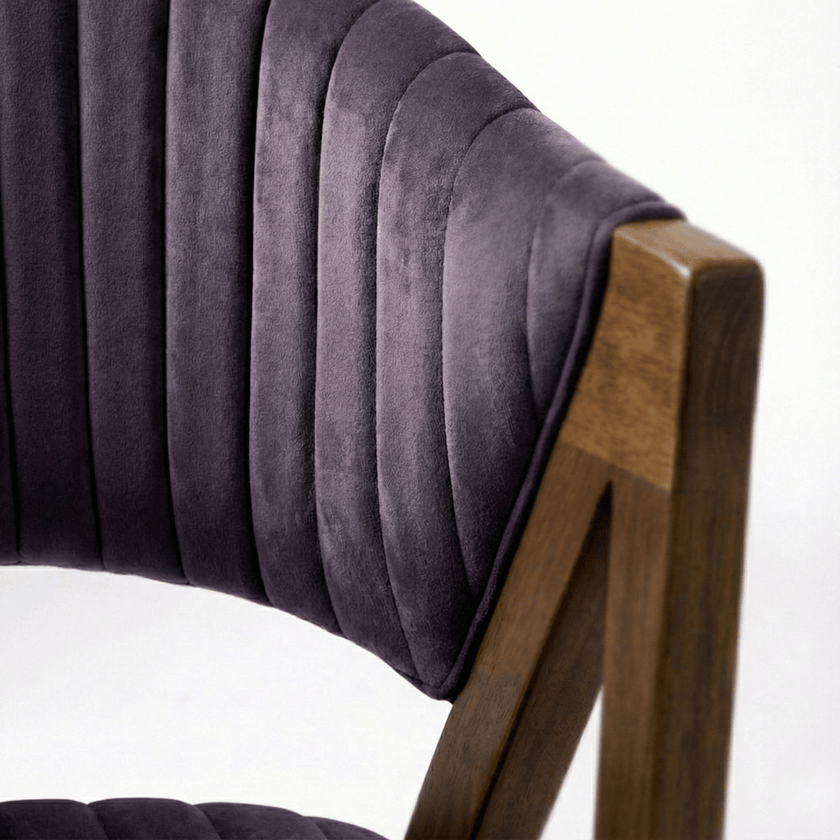 Raven Sheesham Wood Chair with Upholstered Fabric Seat and Backrest (Set of 2)