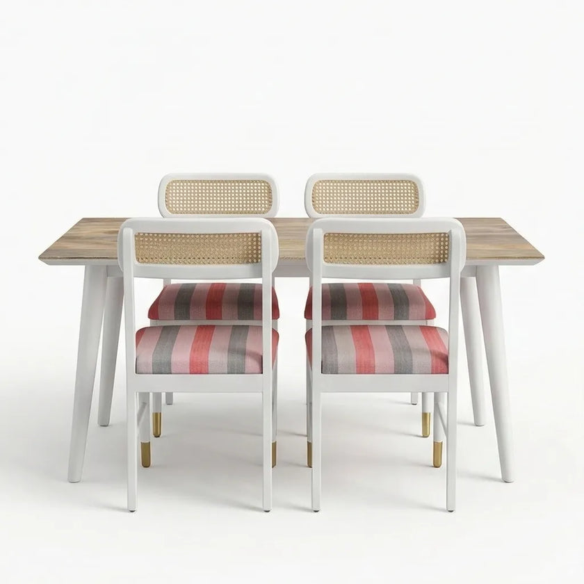 Mango Cane Wooden Dining Set – Mango Wood Table with Dining Chairs
