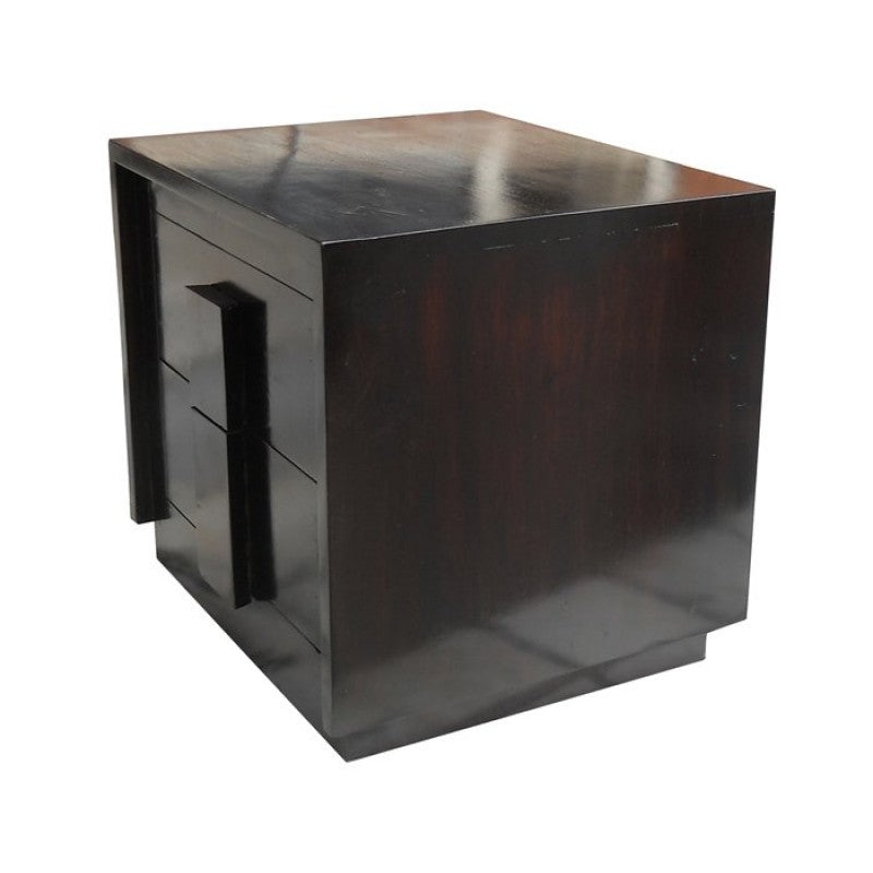 Kryptonite Bedside Table Cabinet by Induscraft of Solid Sheesham Wood