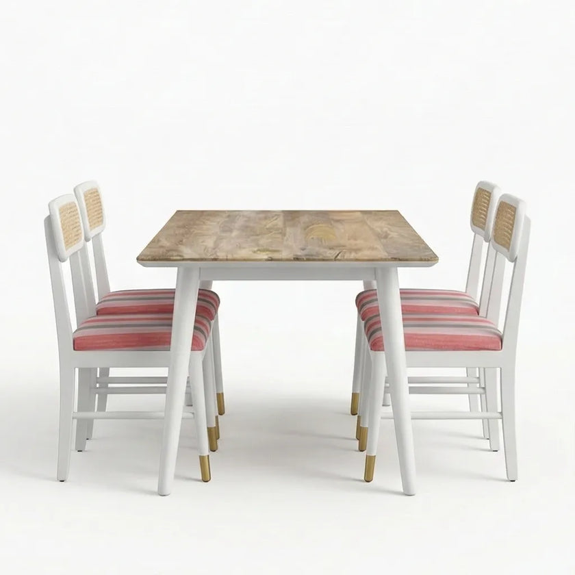 Mango Cane Wooden Dining Set – Mango Wood Table with Dining Chairs