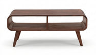 Mid-Century Solid Wood Coffee Table Open Shelf Storage Center Table