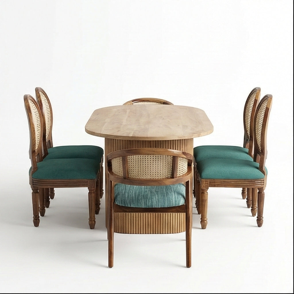 Acacia Wood Oval Dining Set – Option 2