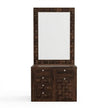 Solid Wood Dressing Table with Textured Panel Design & Storage Stool