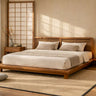 Karui Luxury Solid Oak Wood Platform Bed with Stilted Headboard