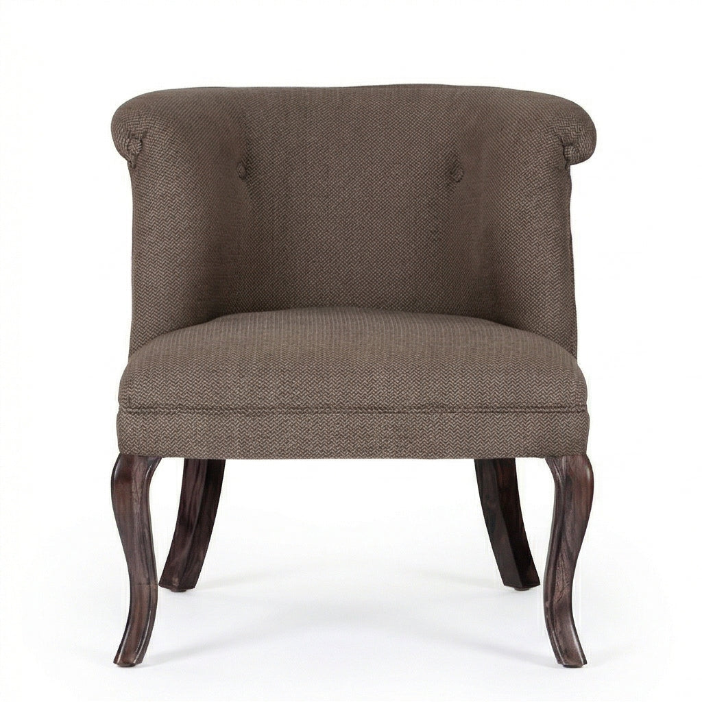 Classic Upholstered Accent Chair with Solid Wood Curved Legs