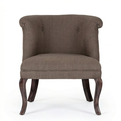Classic Upholstered Accent Chair with Solid Wood Curved Legs