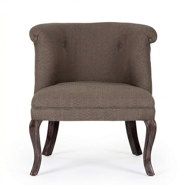Classic Upholstered Accent Chair with Solid Wood Curved Legs