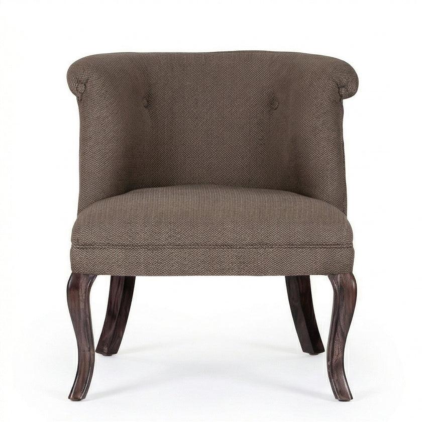 Classic Upholstered Accent Chair with Solid Wood Curved Legs