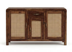 Handcrafted Solid Wood Shoe Rack Cabinet with Cane Doors & Drawer