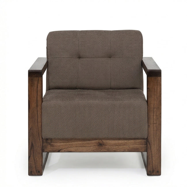 Solid Wood Box Frame Lounge Chair with Cushioned Seat