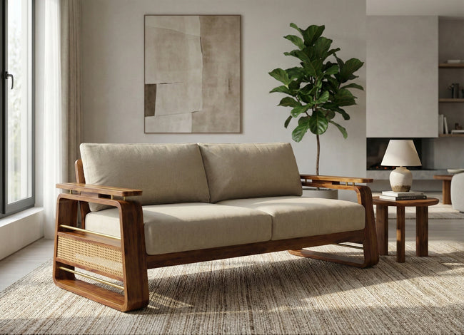 Brahmika Solid Wood Sofa – 3 Seater