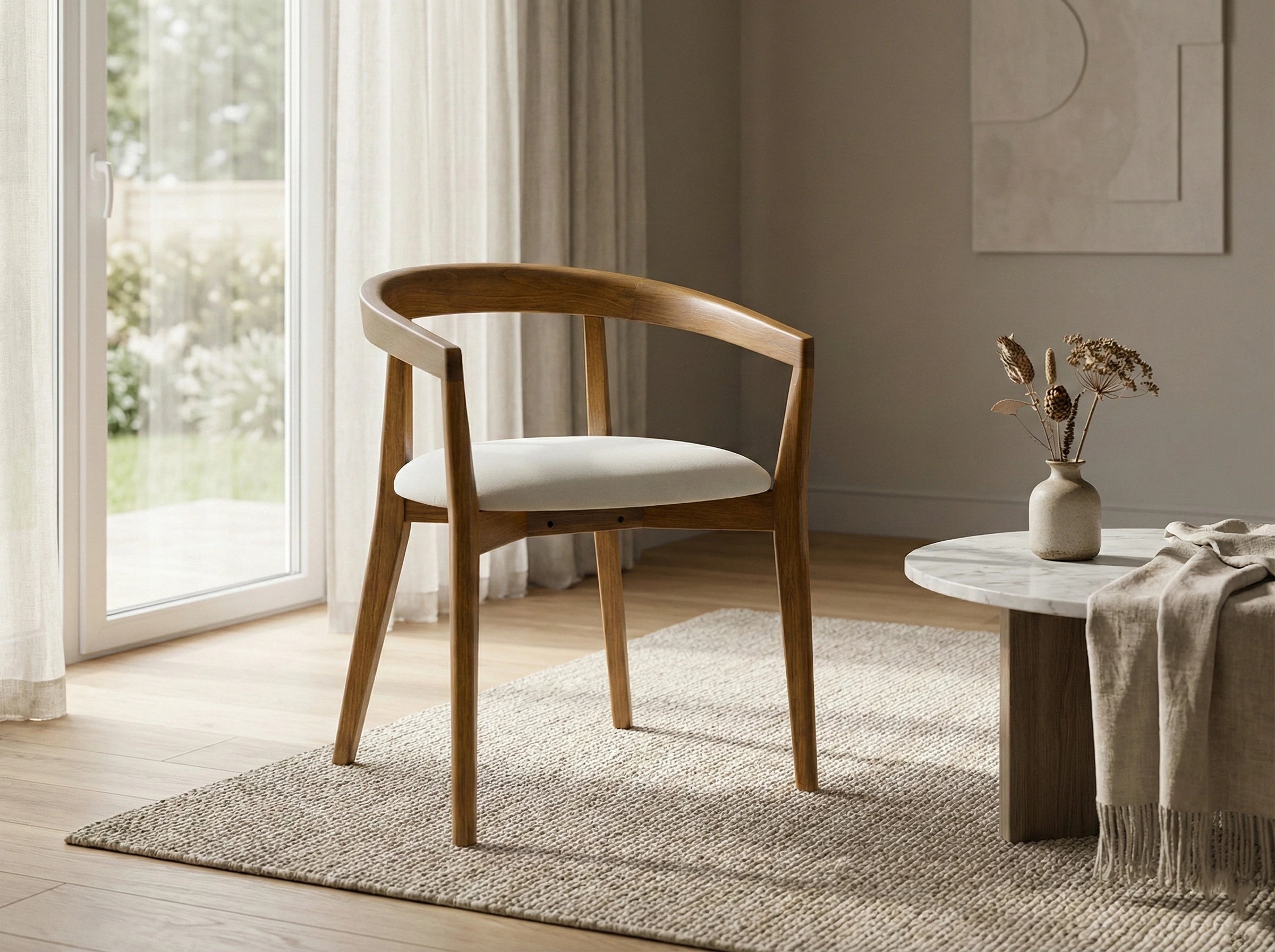 Snowcone Solid Wood Curved Armchair