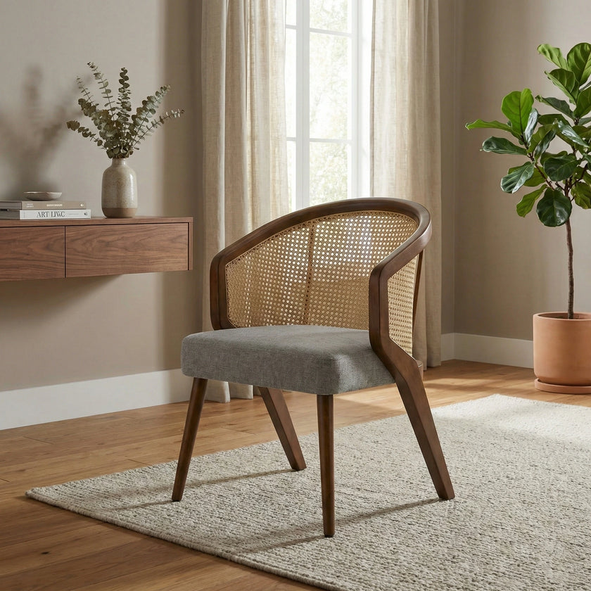 Trader Solid Wood Cane Accent Chair