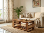 Brahmika Sheesham Rectangular Coffee Table with Rattan Cane Panels