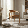 Camelback Upholstered Solid Wood Armchair