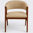 Rufus Sheesham Wood Chair with Upholstered Fabric Seat and Backrest (Set of 2)