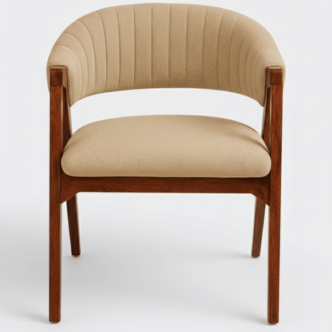 Rufus Sheesham Wood Chair with Upholstered Fabric Seat and Backrest (Set of 2)