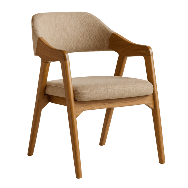 Brendon Sheesham Wood Chair with Upholstered Fabric Seat and Backrest (Set of 2)