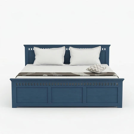 Ethina Indigo Blue Solid Mango Wood Bed with Headboard