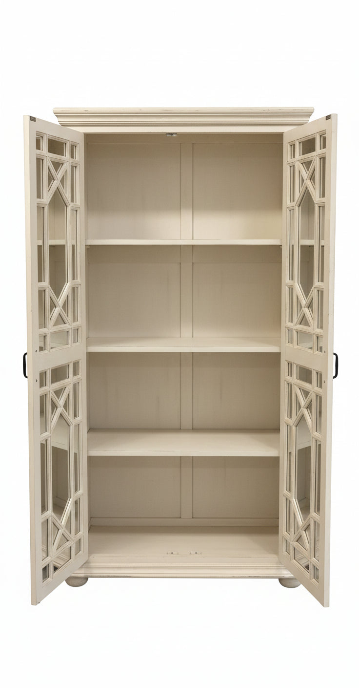 Solid Wood Display Cabinet with Glass Panel Doors Classic Storage & Showcase Unit