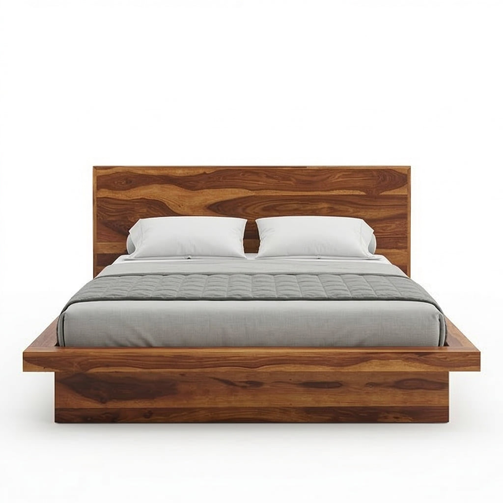 Aranya Low Profile Solid Wood Bed with Headboard