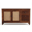 Solid Wood Cane Sideboard Cabinet Wooden Storage Console with Drawers