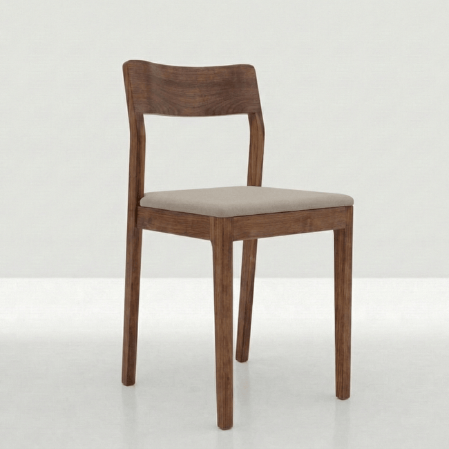 Sylvia Wood Chair with Comfortable Upholstered Fabric Seat