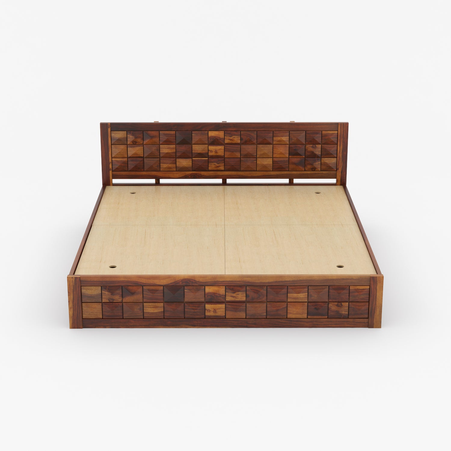 Diamond Sheesham Wood Bed by Induscraft | King & Queen Sizes with Storage Options