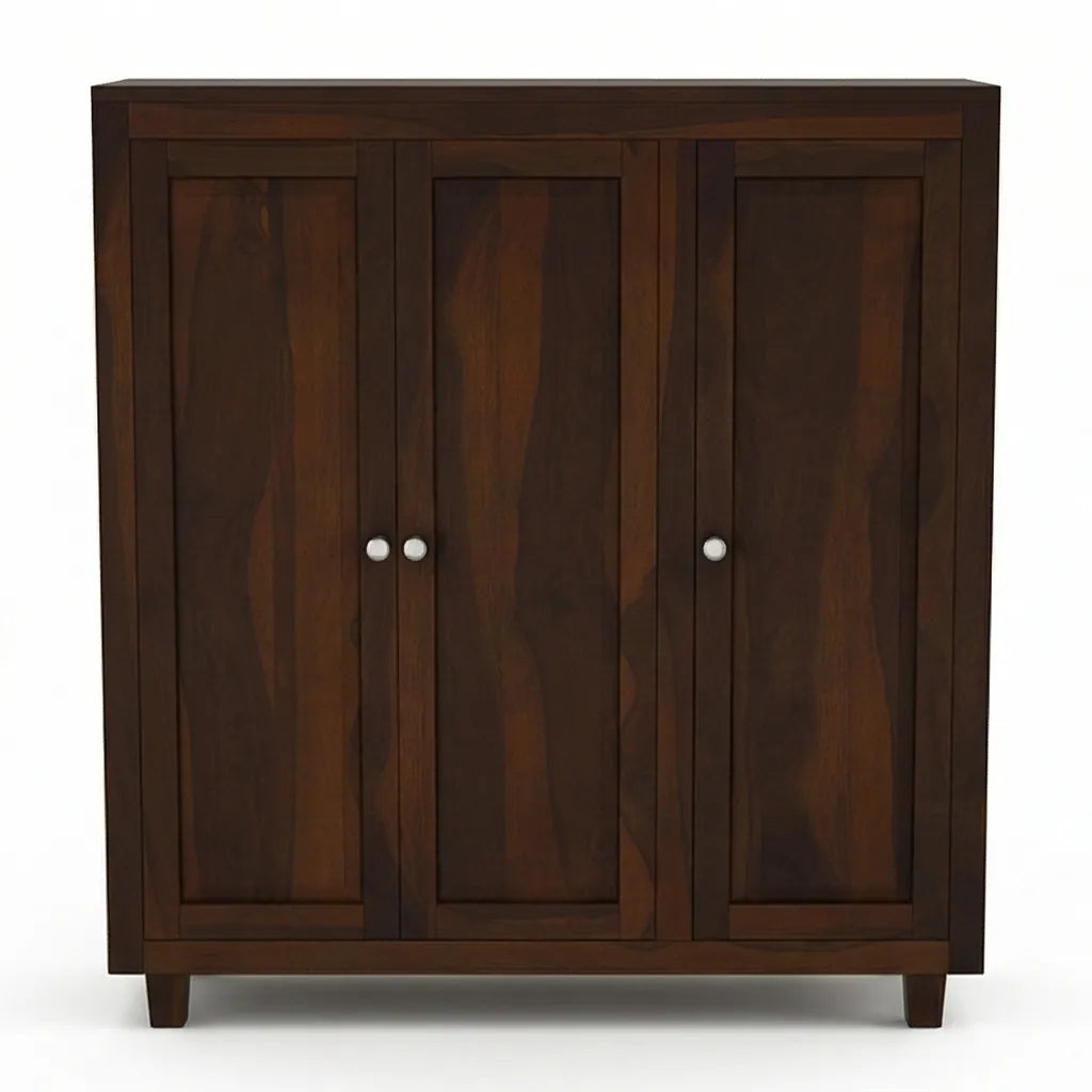 Solid Wood Shoe Storage Cabinet 3 Door Shoe Rack Organizer
