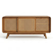 Solid Wood Shoe Rack Cabinet with Cane Doors