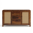 Solid Wood Sideboard Cabinet with Cane Doors & Drawer Storage