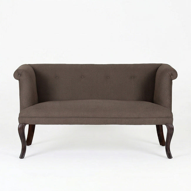 Classic Upholstered Wooden Bench Sofa with Rolled Arms