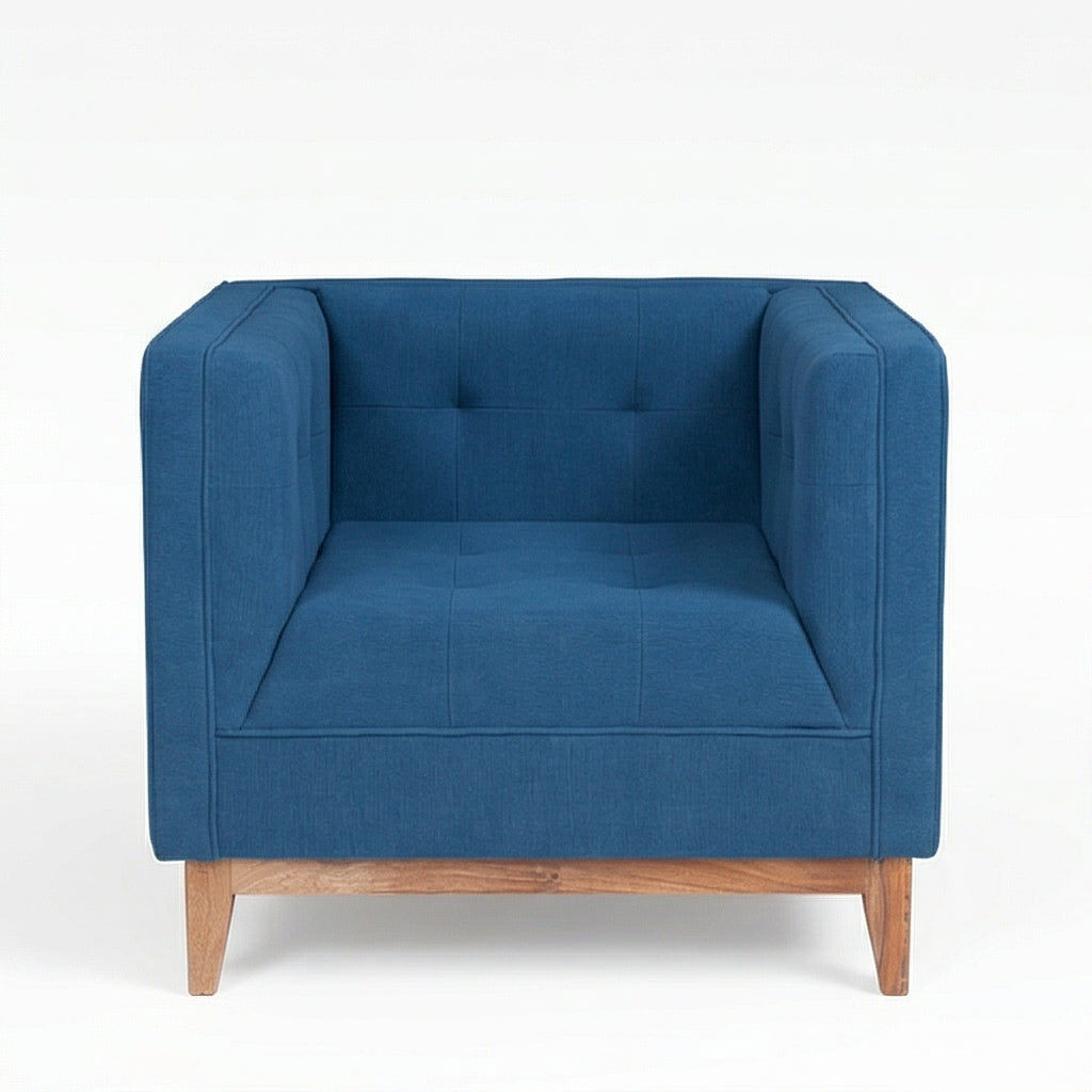 Solid Wood Modern Lounge Chair with Upholstered Fabric Seat
