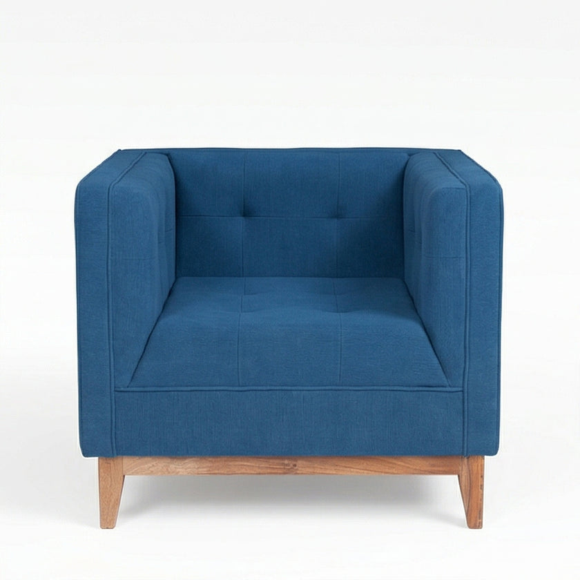 Solid Wood Modern Lounge Chair with Upholstered Fabric Seat