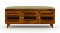 Solid Wood Shoe Rack Bench with Cushioned Seat