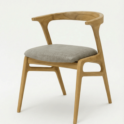 EETY Curved Back Sheesham Wood Chair with Upholstered Fabric Seat (Set of 2)