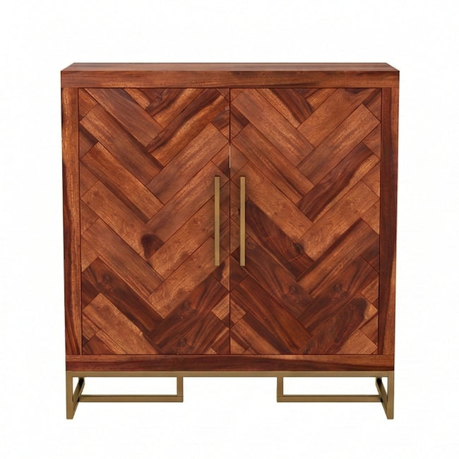Herringbone Solid Wood Storage Cabinet