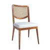 Mibiki Sheesham Wood Chair with Cane Backrest and Upholstered Fabric Seat (Set of 2)