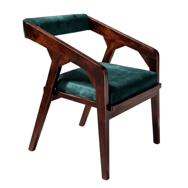 Noyer Solid Sheesham Wood Chair with Upholstered Fabric Seat and Backrest (Set of 2)