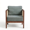 Solid Wood Cane Armchair with Upholstered Cushion Modern Rattan Accent Chair