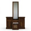Solid Wood Dressing Table with Dual Storage Units & Cushioned Stool