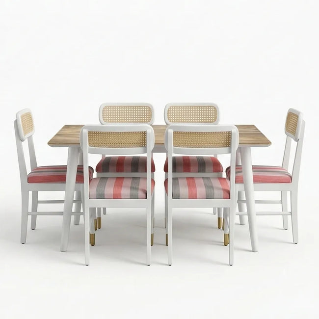 Mango Cane Wooden Dining Set – Mango Wood Table with Dining Chairs