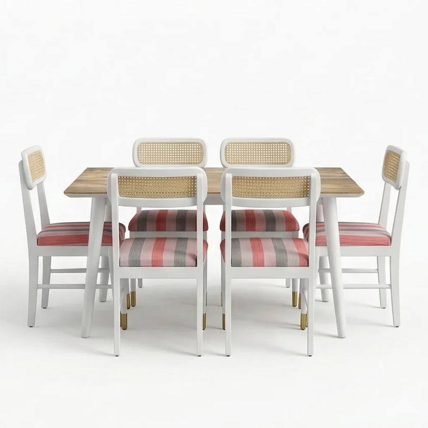 Mango Cane Wooden Dining Set – Mango Wood Table with Dining Chairs