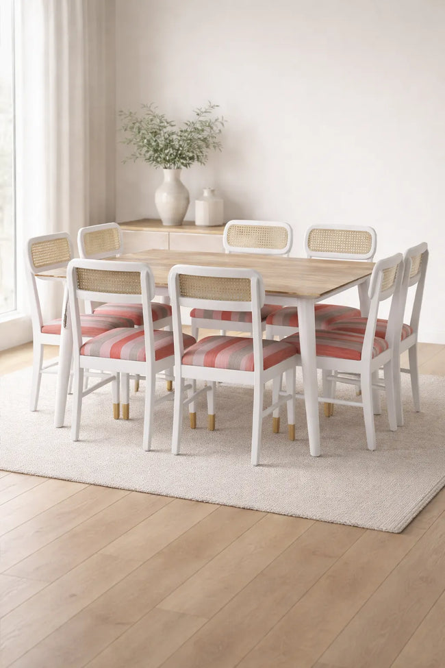 Mango Cane Wooden Dining Set – Mango Wood Table with Dining Chairs