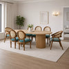 Anvira Solid Wood Oval 6 Seater Dining Set with Cane Chairs