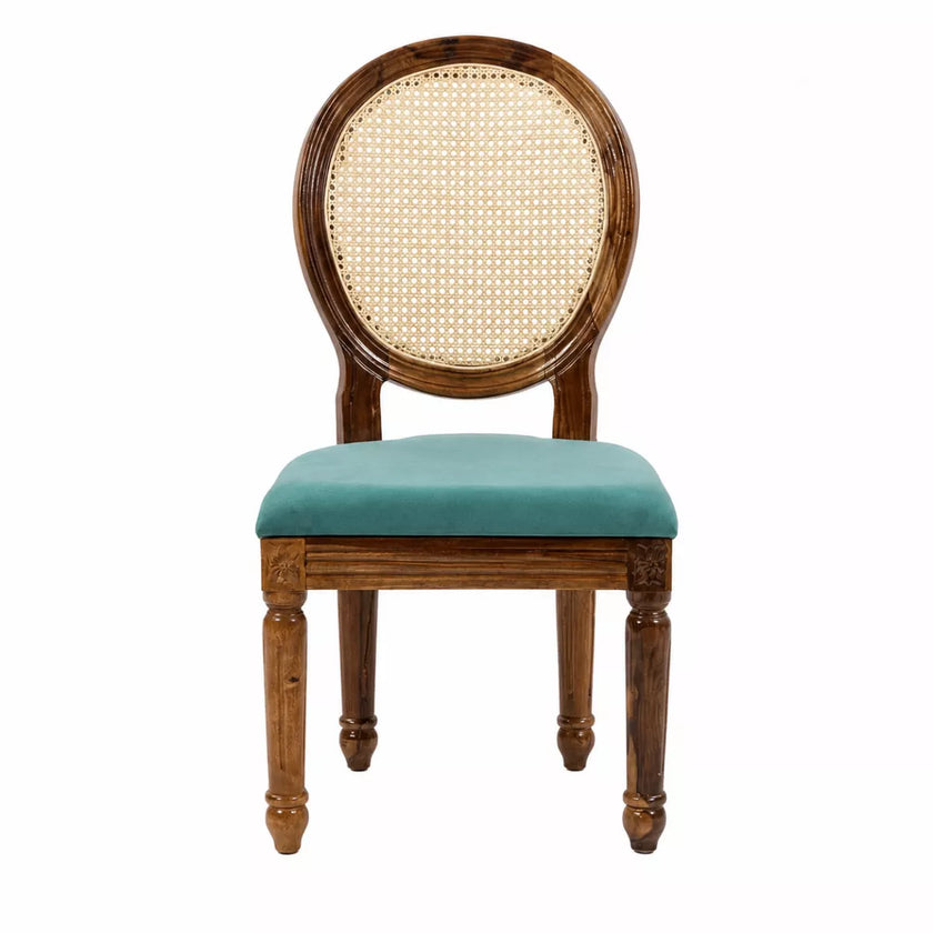 Anvira Solid Wood Oval 6 Seater Dining Set with Cane Chairs