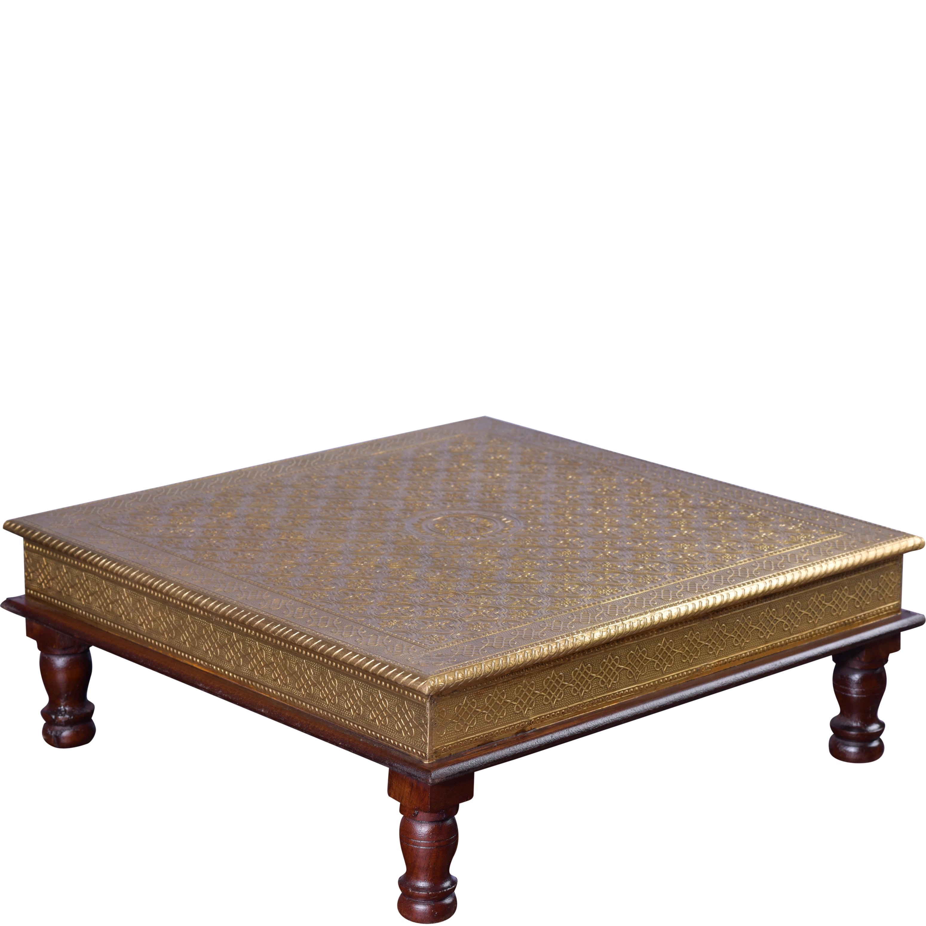 Wooden and Brass Bajot for Pooja Room - Induscraft