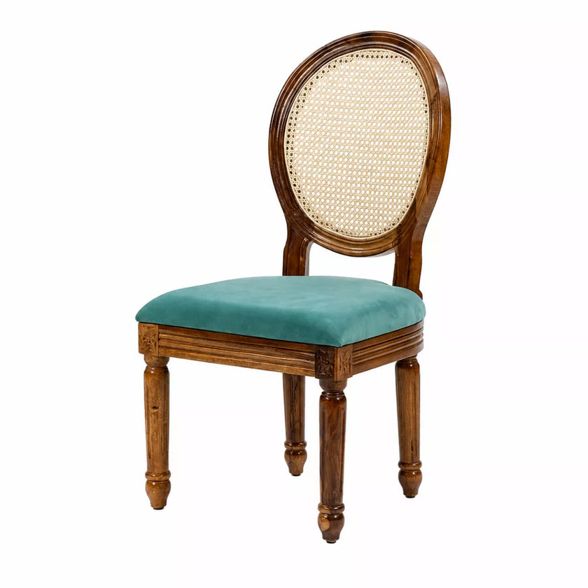 Anvira Solid Wood Oval 6 Seater Dining Set with Cane Chairs